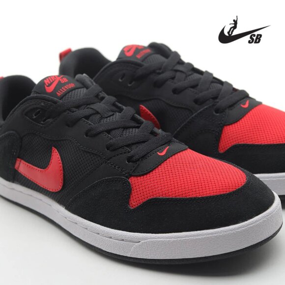 Nike SB Alleyoop Bred Suede Low Top Mens Skate Shoes Black Red 11 - Picture 1 of 12